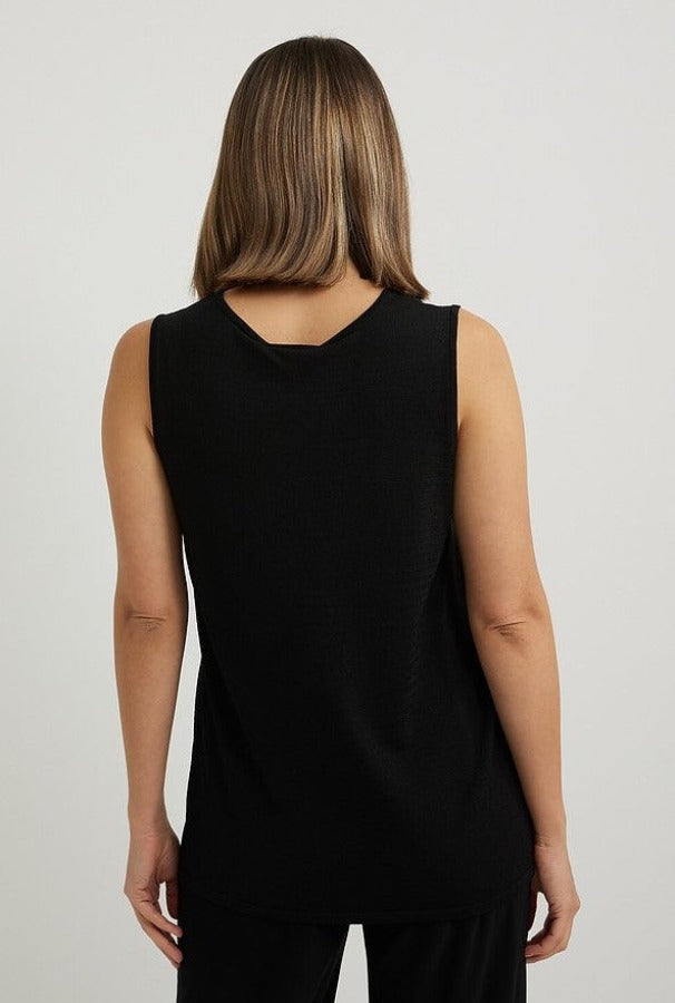 Joseph Ribkoff Black/Vanilla Round Zebra Print Sleeveless Knit Top 222915