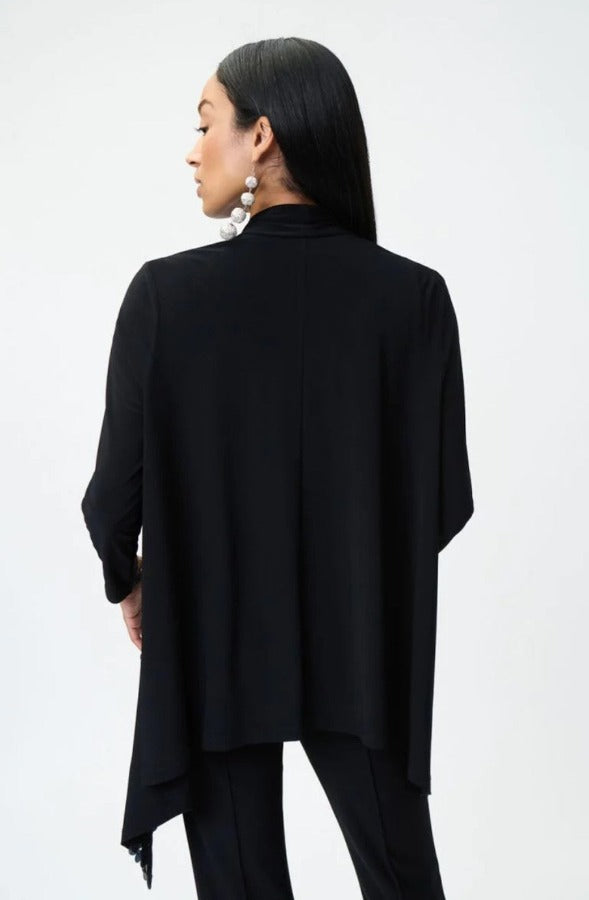 Joseph Ribkoff Black Sequined Open Front CoverUp Jacket 224312