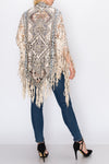 Origami 508-YM30 Ultra-suede Cape with Laser Cut-Outs and Fringe