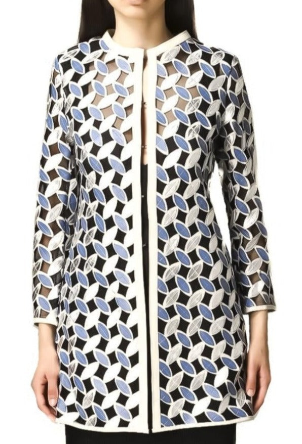 Blue, Ivory, Jackets, Leather, Long Sleeve, Sheer, Silver - August Brock Fashions