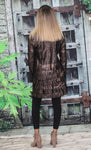 ABF Leopard Print Layered Fringe Leather Jacket 11910713