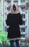 Alpaca Black/Multi-Color Pattern Hooded Sweater 120740