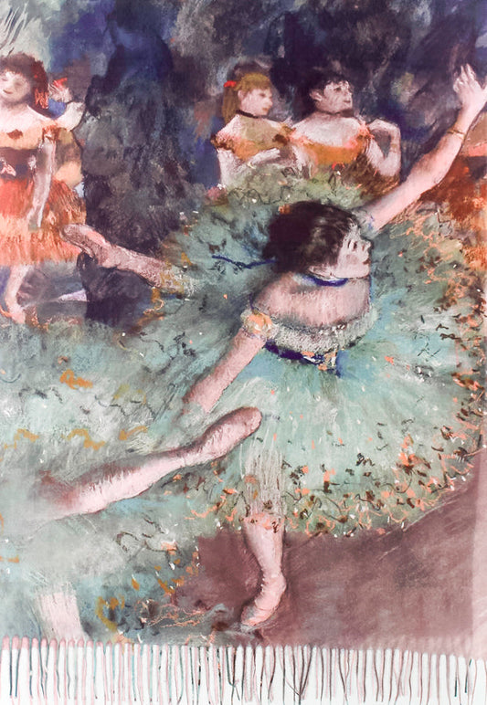 Cashmere Blend Shawl- Green Dancer Art Shawl