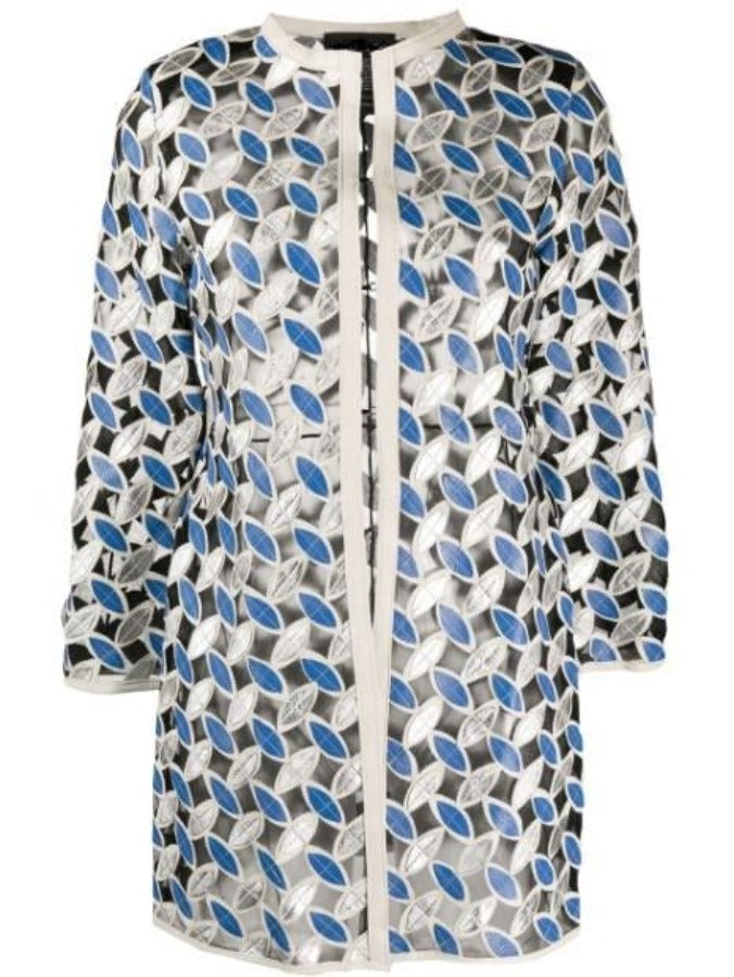 Blue, Ivory, Jackets, Leather, Long Sleeve, Sheer, Silver - August Brock Fashions