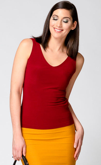 Black, inventory, Red, Reversible, Sleeveless, Tan, Tanks, Tops, Wine - August Brock Fashions