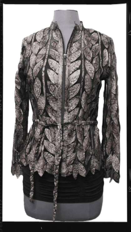 ABF 0936 Long Leaf Leather Jacket with Belt