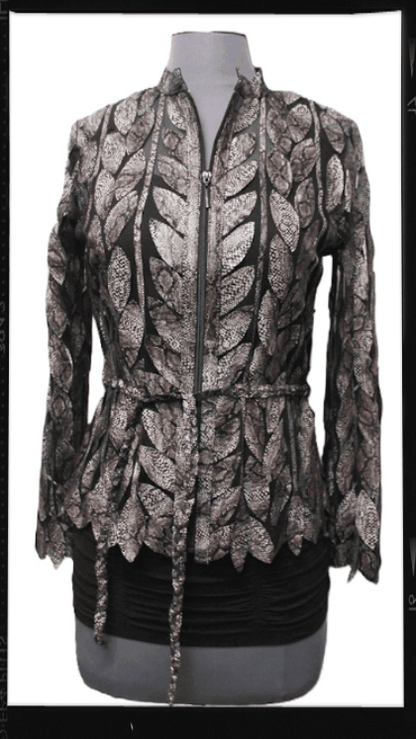 ABF 0936 Long Leaf Leather Jacket with Belt