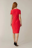 Joseph Ribkoff Lacquer Red Crisscross Neck Short Sleeve Sheath Dress 221350