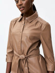 Joseph Ribkoff 221935S Belted Faux Leather Shirt Dress