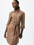 Joseph Ribkoff 221935S Belted Faux Leather Shirt Dress