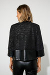 Joseph Ribkoff 223094 Black Textured Faux Leather Trim Jacket