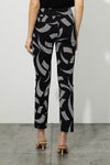 Joseph Ribkoff 223278 Black/Vanilla Geometric Stripes Pull On Ankle Pants