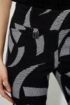 Joseph Ribkoff 223278 Black/Vanilla Geometric Stripes Pull On Ankle Pants