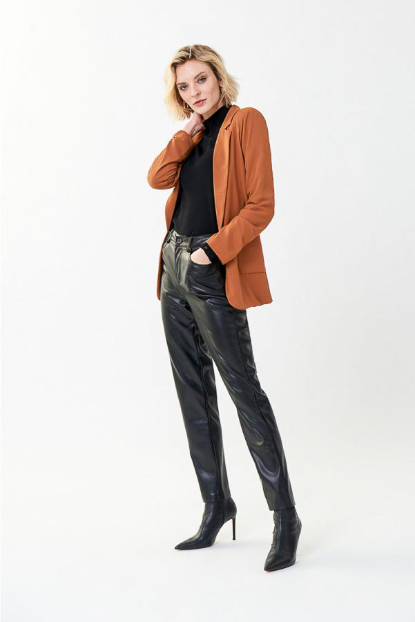 Joseph Ribkoff 223921 Faux Leather Straight Ankle Pants