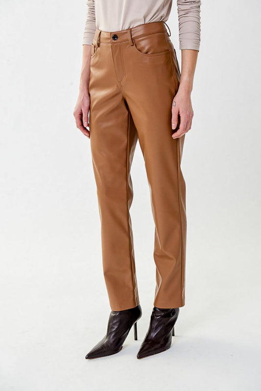 Joseph Ribkoff 223921 Faux Leather Straight Ankle Pants