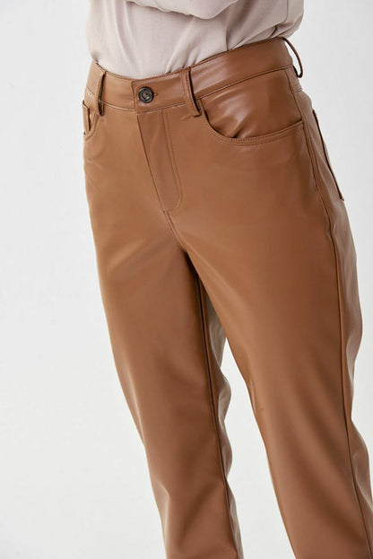 Joseph Ribkoff 223921 Faux Leather Straight Ankle Pants