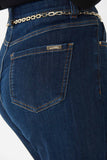 Joseph Ribkoff 223939 Indigo Belted Chain High Rise Bootcut Jeans