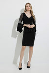 Joseph Ribkoff 224005 Black Pearl Embellished Faux Wrap Dress