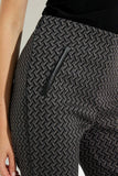 Joseph Ribkoff 224114 Black/Multi Zigzag Faux Leather Trim Cropped Pants