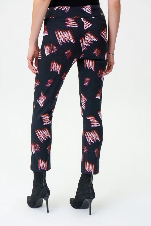 Joseph Ribkoff 224294 Black/Multi Brushstroke Print Pull On Cropped Pants