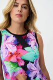 Joseph Ribkoff 231014 Black/Multi-Color Floral Print Sleeveless Top