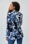 Joseph Ribkoff 231022 Midnight Blue/Ivory Brushstroke Print Blazer Jacket
