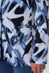 Joseph Ribkoff 231022 Midnight Blue/Ivory Brushstroke Print Blazer Jacket