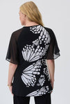 Joseph Ribkoff 231028 Black/Beige/Cream Butterfly Print Sheer Sleeve Tunic Top