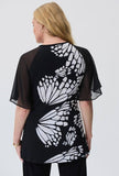 Joseph Ribkoff 231028 Black/Beige/Cream Butterfly Print Sheer Sleeve Tunic Top