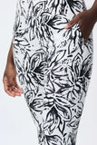 Joseph Ribkoff 231030 Vanilla/Black Floral Print Pull On Capri Pants