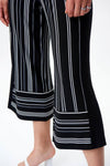 Joseph Ribkoff 231071 Black/Vanilla Striped Pull On Cropped Pants