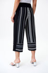 Joseph Ribkoff 231071 Black/Vanilla Striped Pull On Cropped Pants
