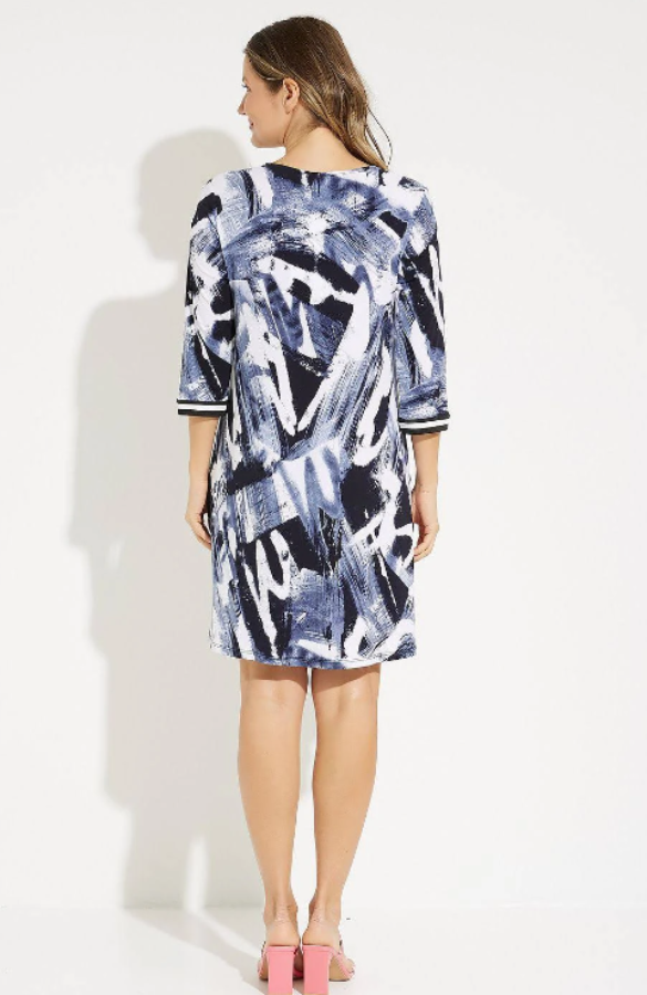 Joseph Ribkoff 231112 Midnight Blue/Multi Brushstroke Print Mini Dress