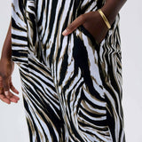 Joseph Ribkoff 231116 Vanilla/Multi Zebra Print Belted Pull On Pants