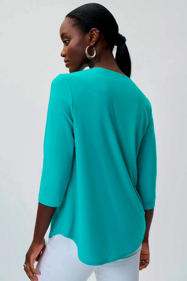 Joseph Ribkoff 231131 Pleated 1/4 Zip 3/4 Sleeve Top
