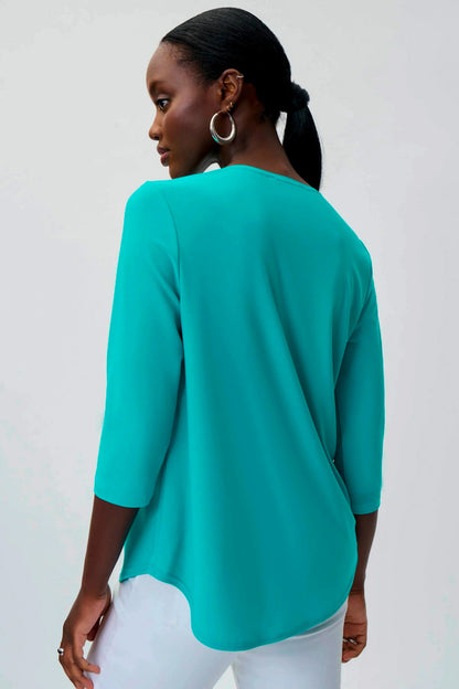 Joseph Ribkoff 231131 Pleated 1/4 Zip 3/4 Sleeve Top
