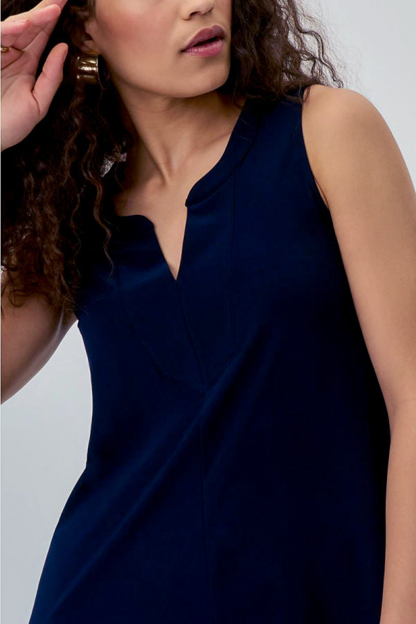 Joseph Ribkoff 231137 Midnight Blue Pleated Sleeveless Top