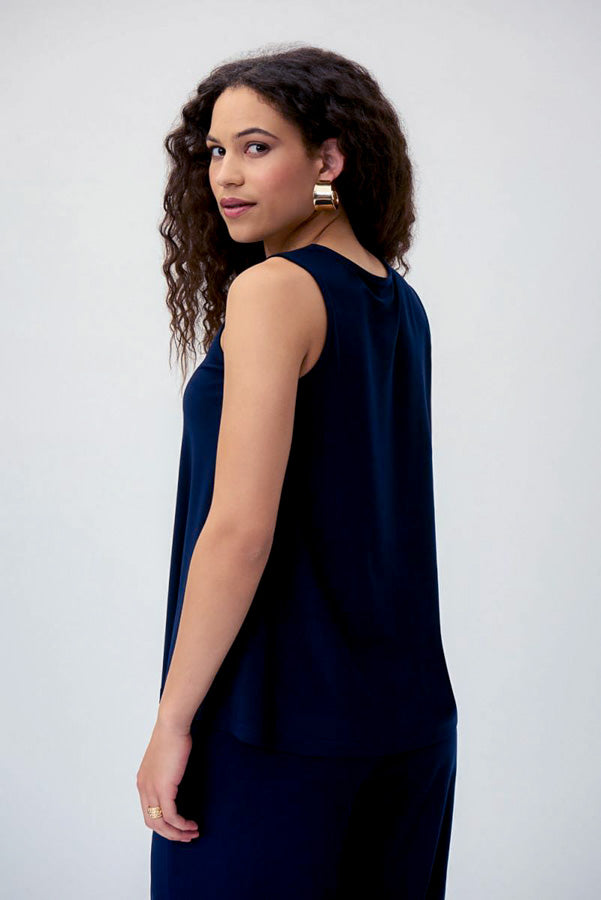 Joseph Ribkoff 231137 Midnight Blue Pleated Sleeveless Top