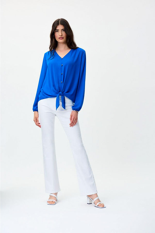 Joseph Ribkoff 231144 Front Button Tie Hem Long Sleeve Top