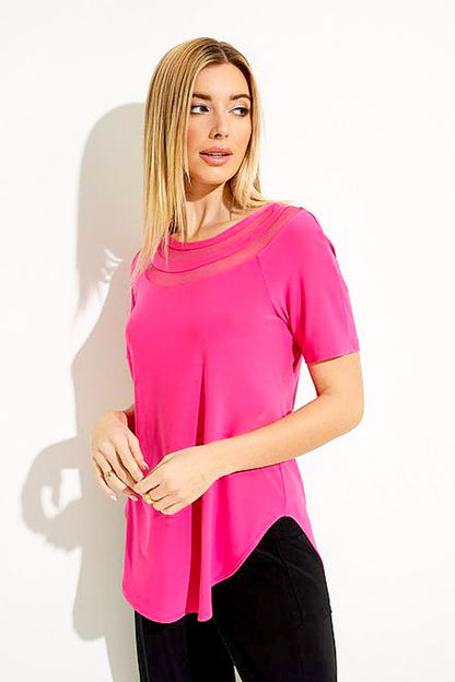 Joseph Ribkoff 231158 Mesh Detail Short Sleeve Tunic Top