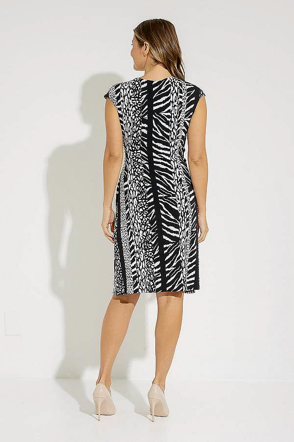Joseph Ribkoff 231159 Black/Vanilla Mixed Animal Print Faux Wrap Dress