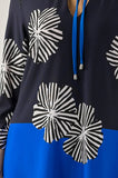 Joseph Ribkoff 231209 Midnight Blue/Multi Floral Color Block 3/4 Sleeve Top