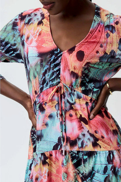 Joseph Ribkoff 231225 Black/Multi-Color Butterfly Print Fit & Flare Dress