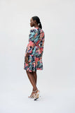 Joseph Ribkoff 231225 Black/Multi-Color Butterfly Print Fit & Flare Dress