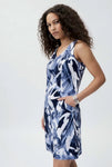 Joseph Ribkoff 231228 Midnight Blue/Multi Brushstroke Print Sleeveless Dress
