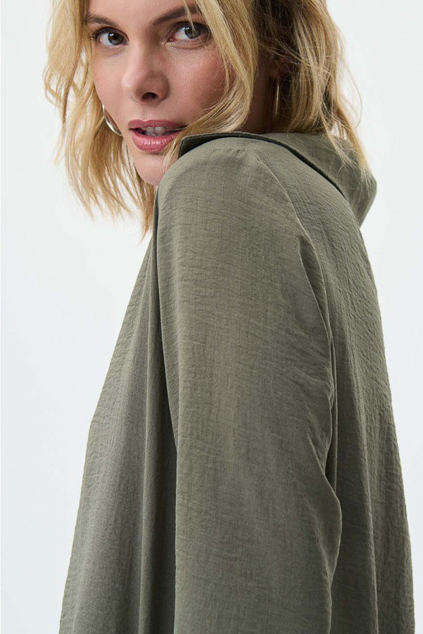 Joseph Ribkoff 231263 Agave Green Collared 3/4 Sleeve Gauze Top