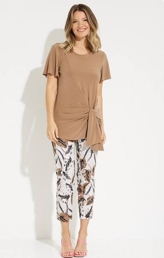 Joseph Ribkoff 231269 Beige/Multi-Color Leaf Print Capri Pants