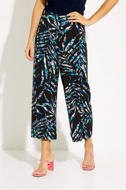 Joseph Ribkoff 231276 Black/Multi-Color Palm Leaf Print Pull On Pants