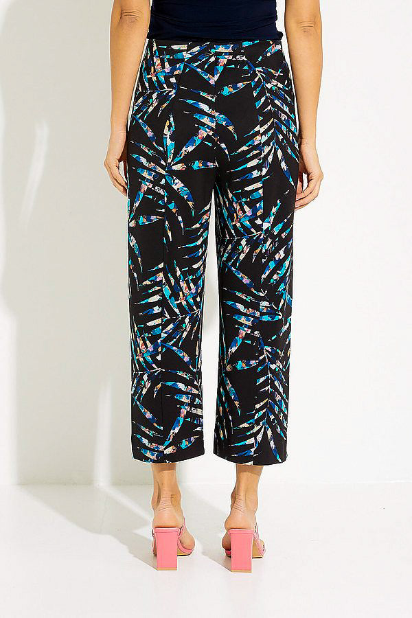 Joseph Ribkoff 231276 Black/Multi-Color Palm Leaf Print Pull On Pants