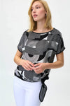 Joseph Ribkoff 231303 Vanilla/Black Geometric Print Short Sleeve Top